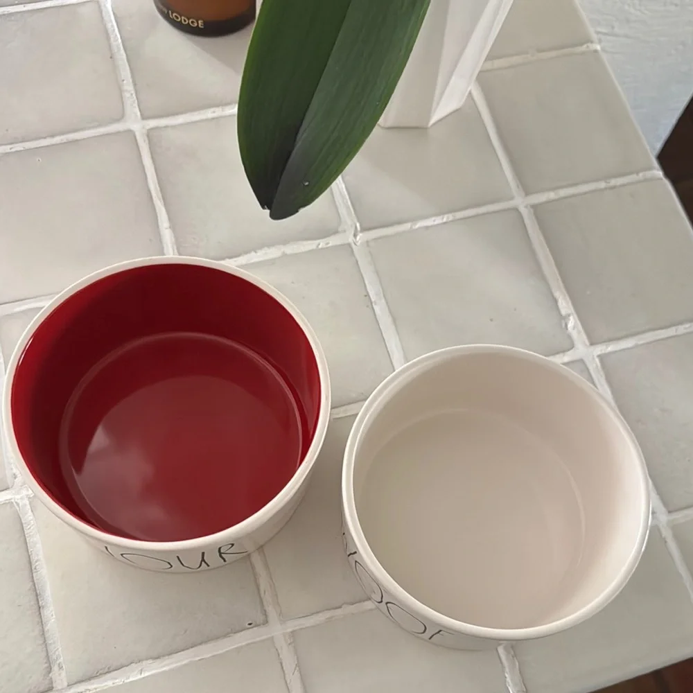 Rae Dunn Ceramic Pet Bowls - Red & White Interiors